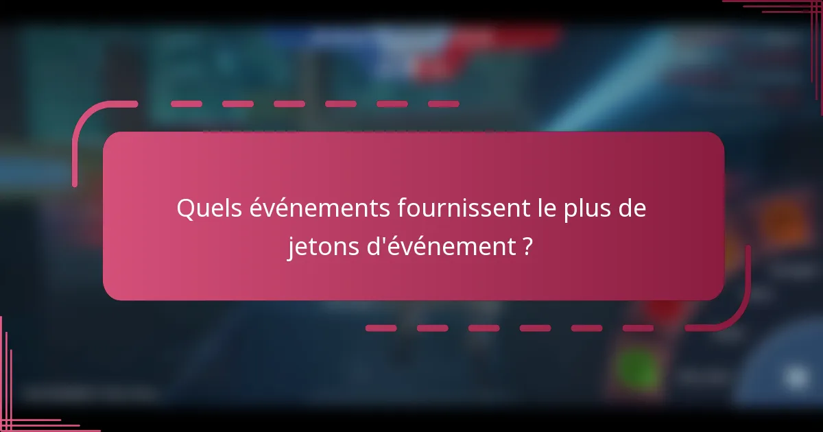 Quels événements fournissent le plus de jetons d'événement ?